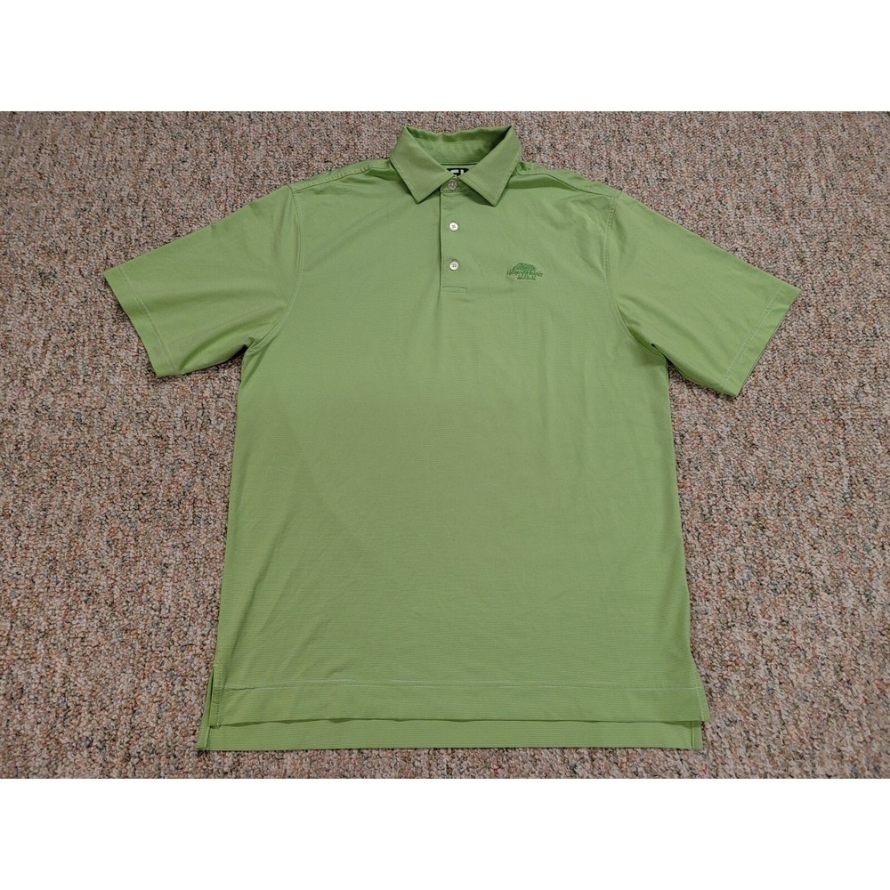 FootJoy Polo Shirt Mens Medium Green Golf Performance‎ Hickory Heights Stretch